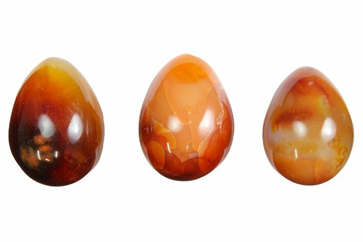 1.5" Tall, Polished Carnelian Agate Eggs - Photo 1